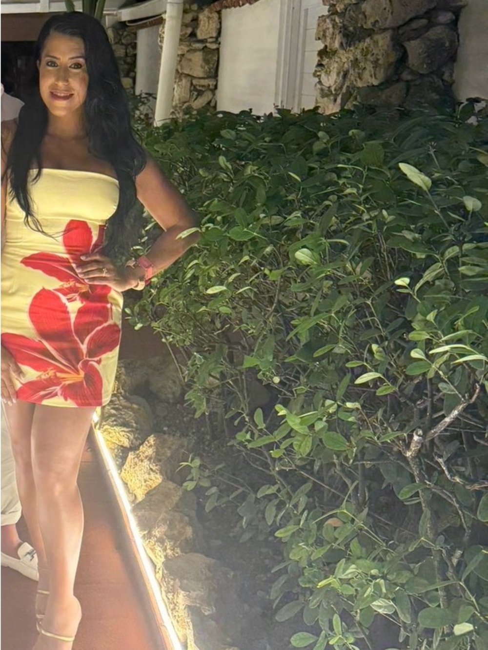 Runaway the Label Primrose Lily Strapless Yellow Dress with Red Floral Print